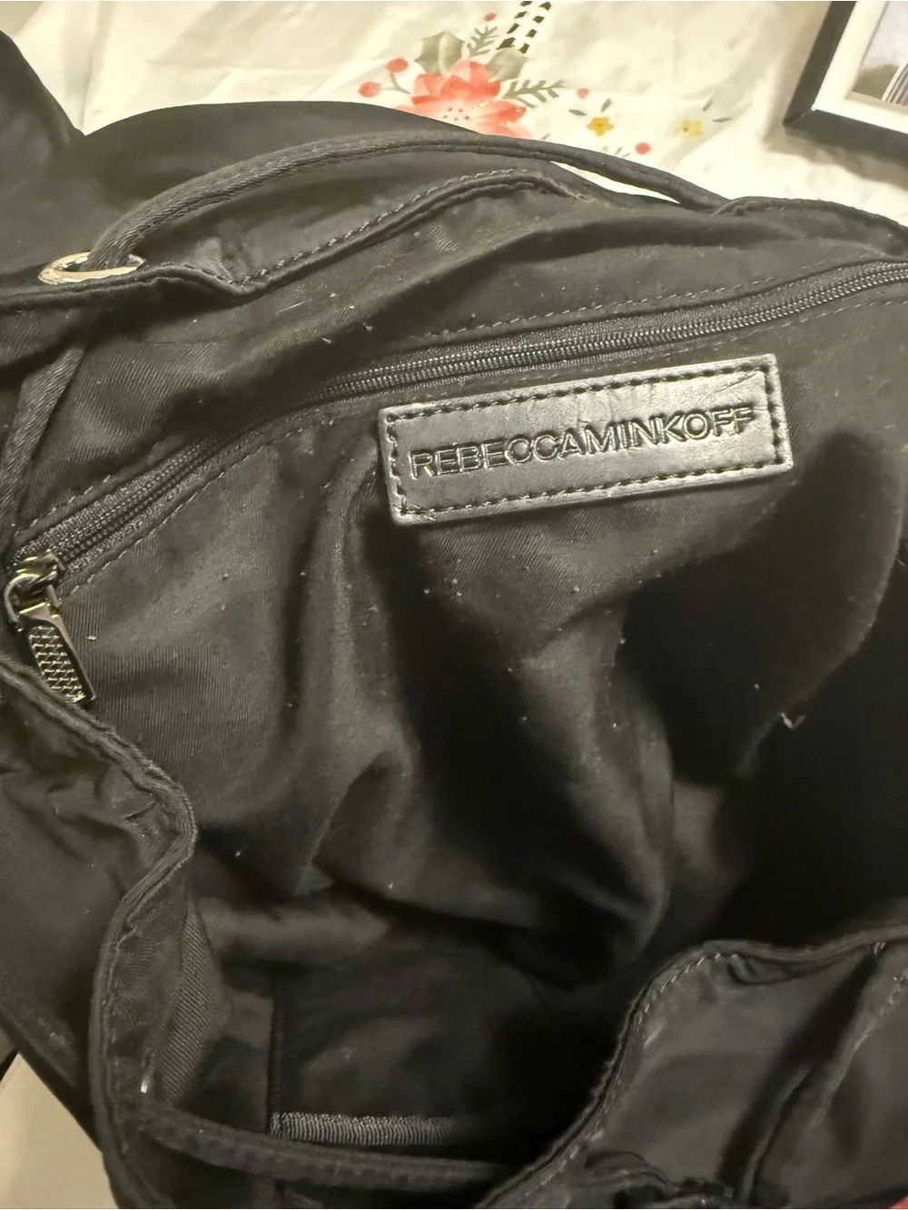 Rebecca Minkoff Black Nylon Backpack with Silver Hardware